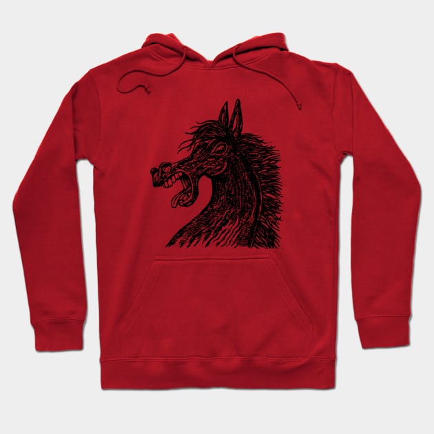 black head of a frightened horse Hoodie by duxpavlic